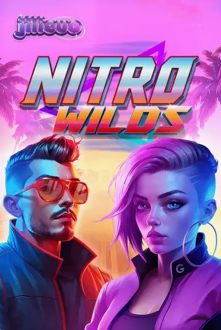 Nitro Wilds স্লট মেশিনের নিয়ন-থিমযুক্ত ইন্টারফেস এবং রেসিং গ্রাফিক্স